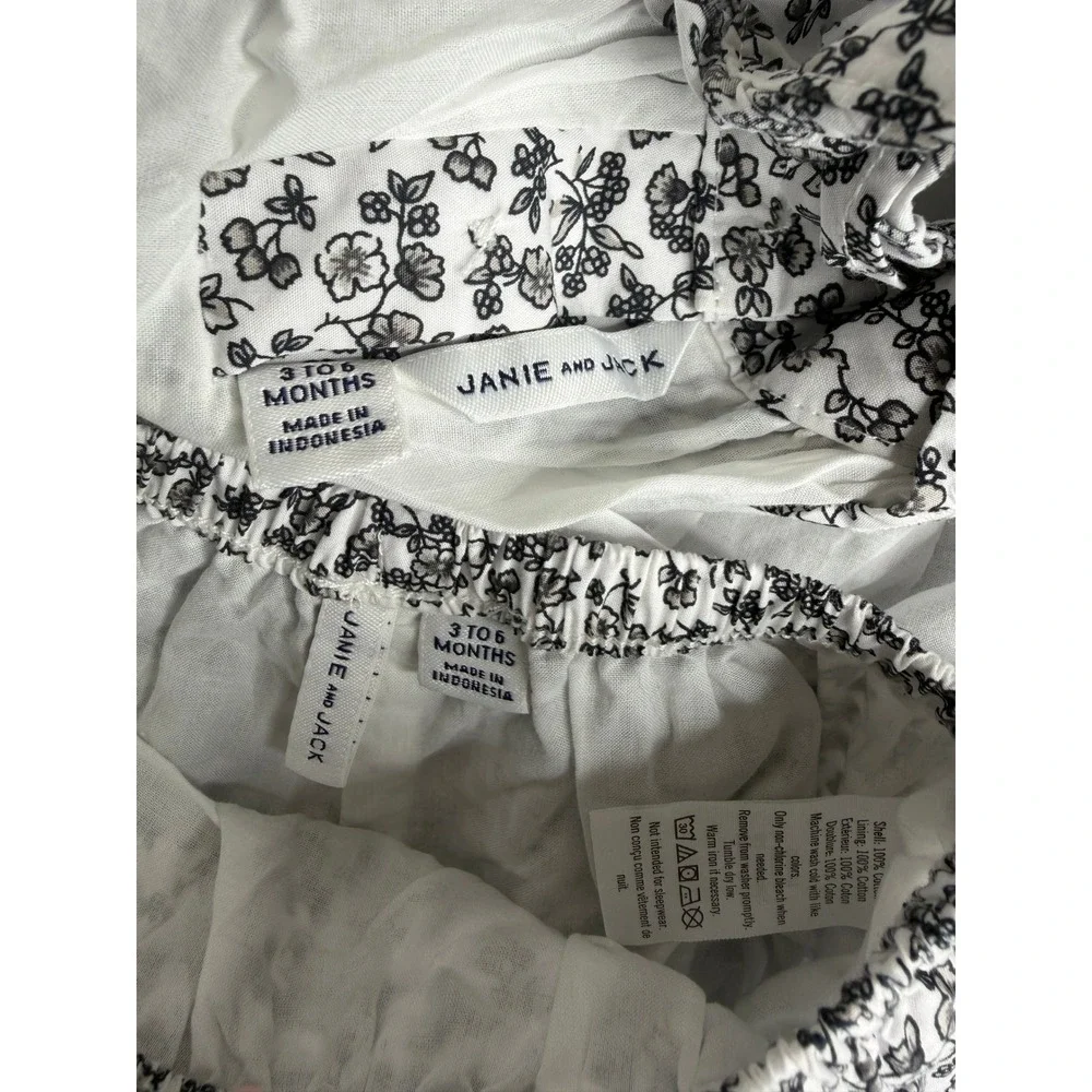 Janie and Jack Baby Girl Floral Halter Top Bloomer Set Black White 3-6M
